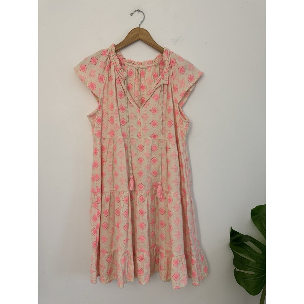 Lovestitch Women's Boho Floral Embroidered Peasant Dress L
